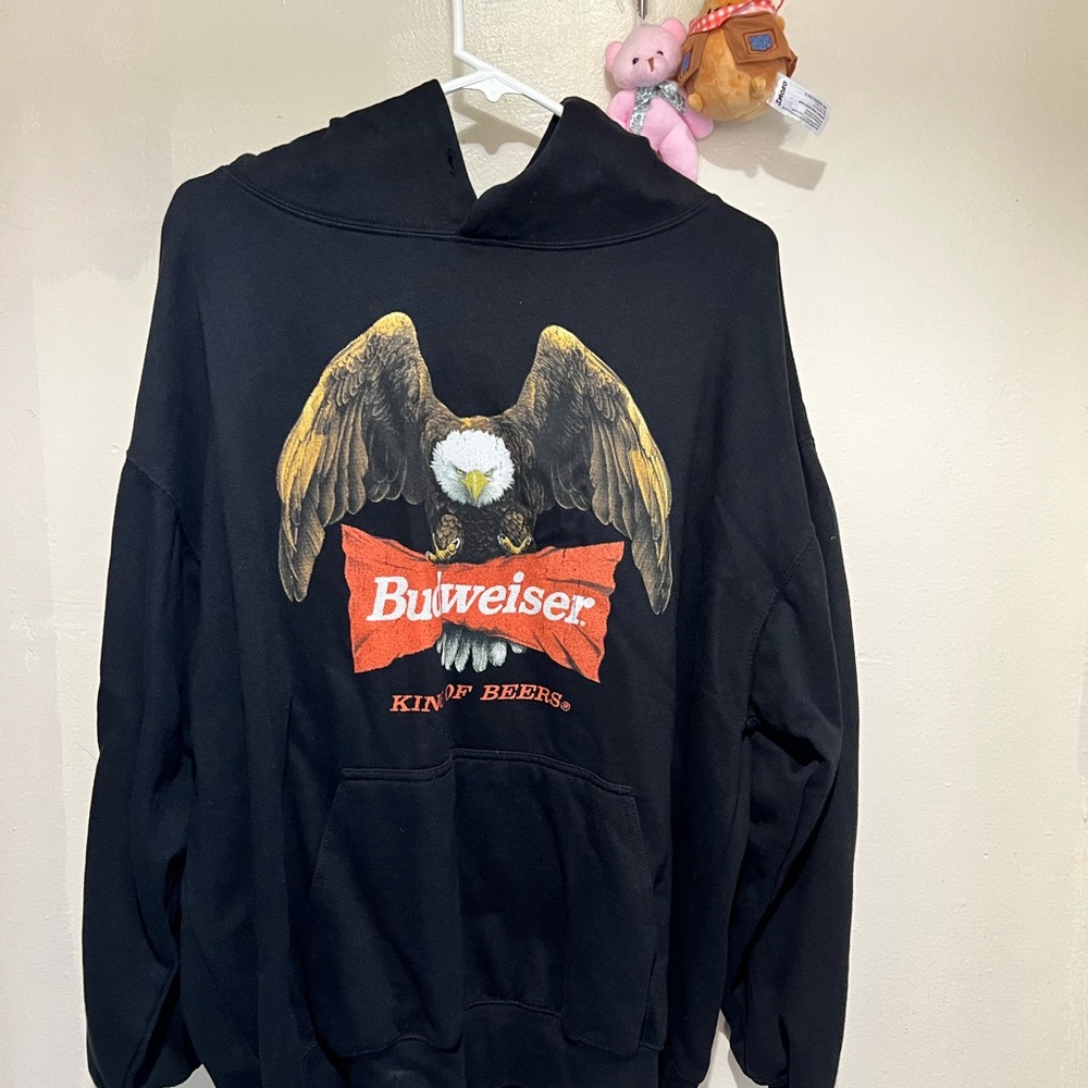 Budweiser Black Hoodie with Eagle Graphic